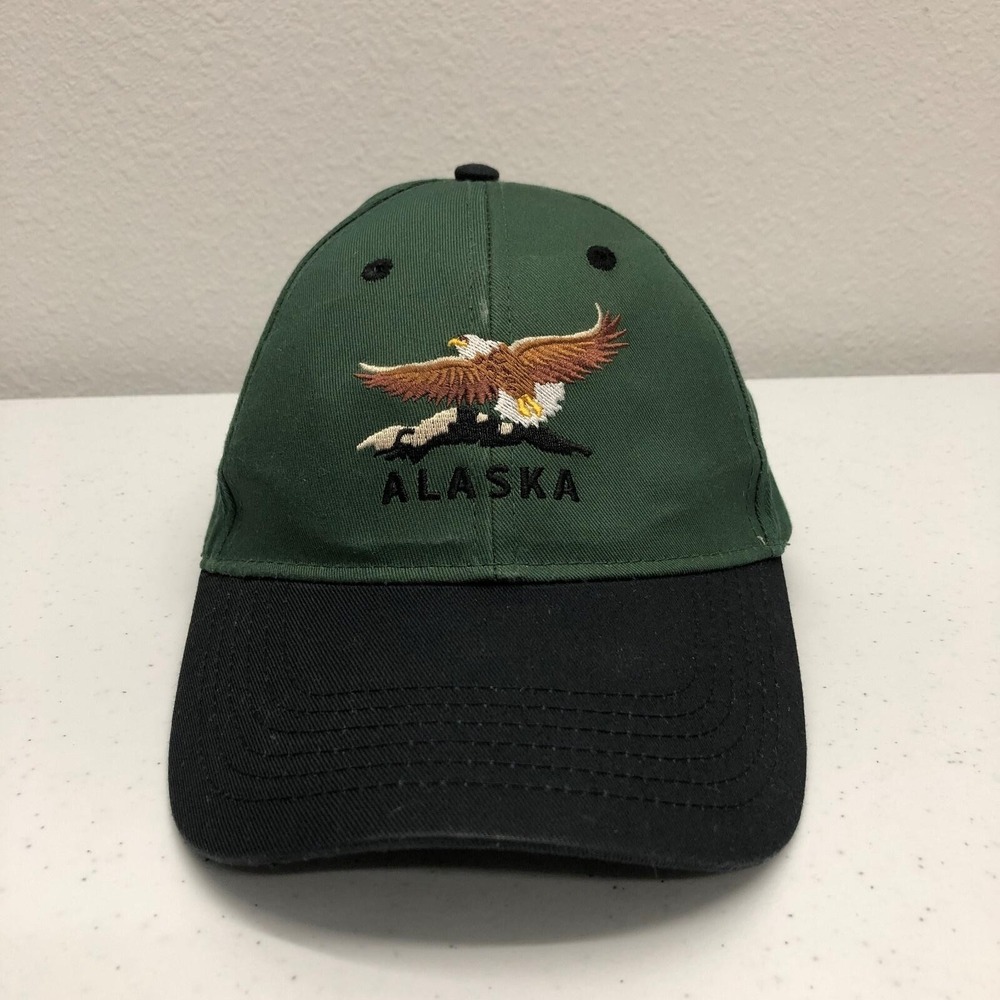 Arctic Circle Alaska Hat Cap Strap Back Mens One Size Green Black Eagle USA Norm